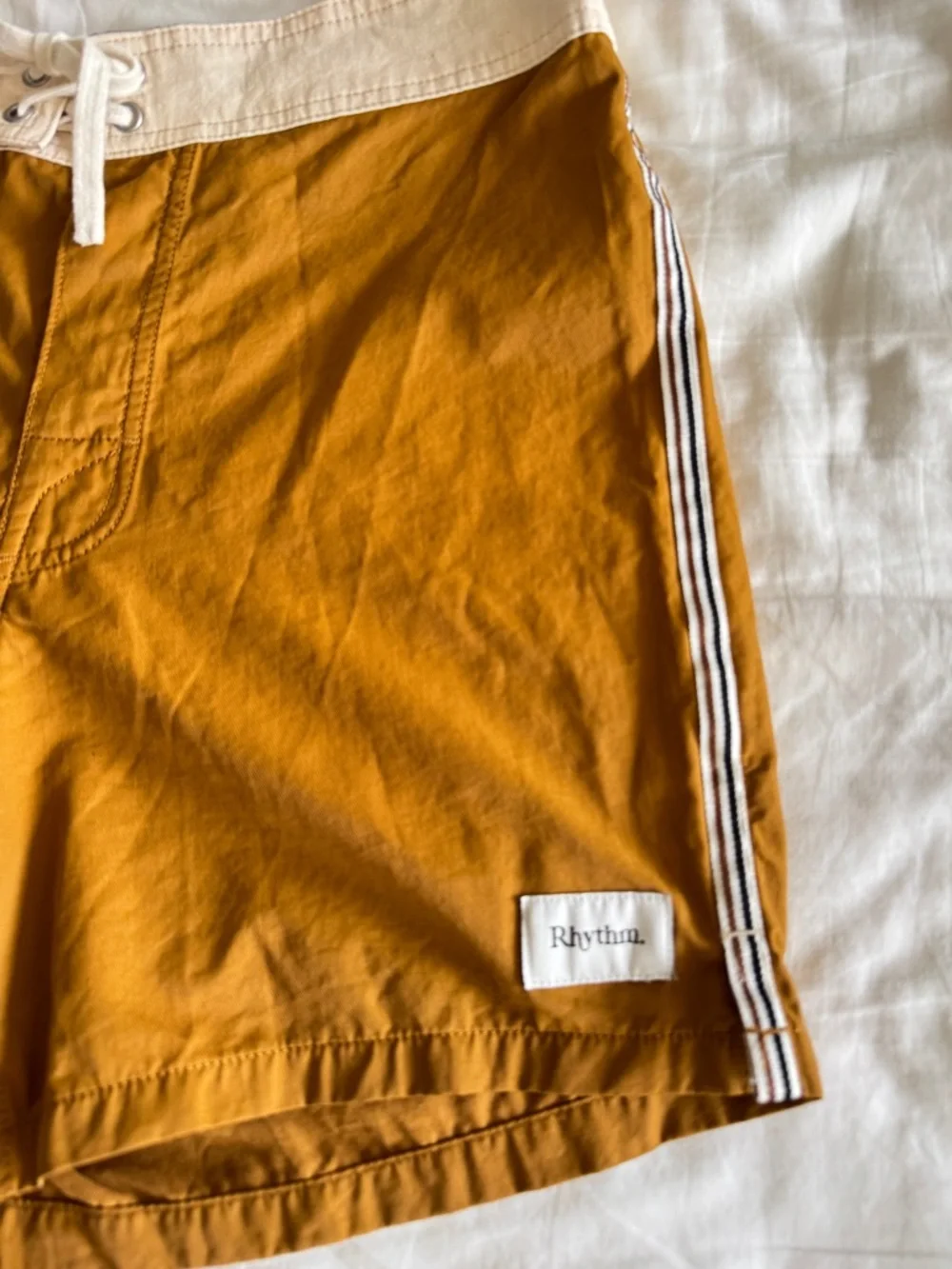 Rhythm Men's Heritage Boardshorts Dijon with Cream Waistband Size 28 Beach Surf